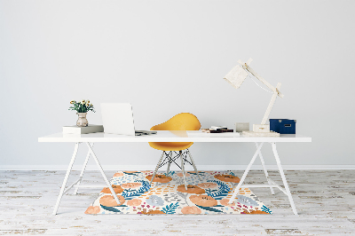 Desk chair mat painted poppies