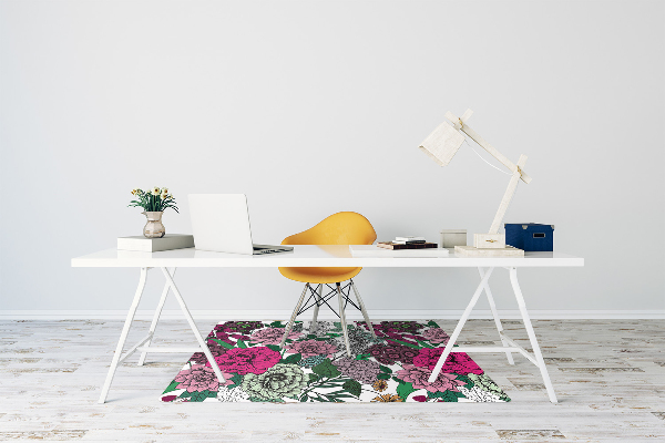 Office chair floor protector Vintage flowers