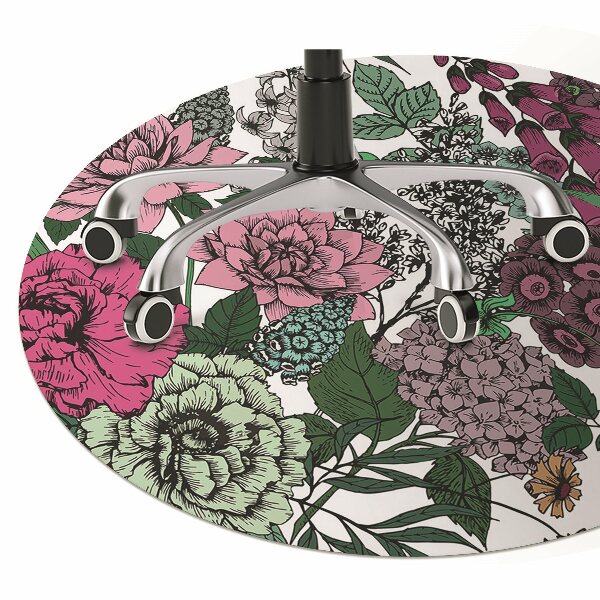 Office chair floor protector Vintage flowers