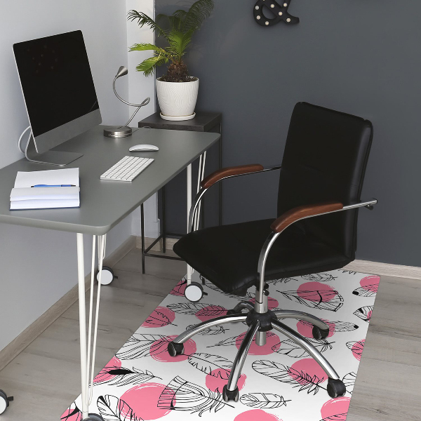 Office chair floor protector Feathers and dots