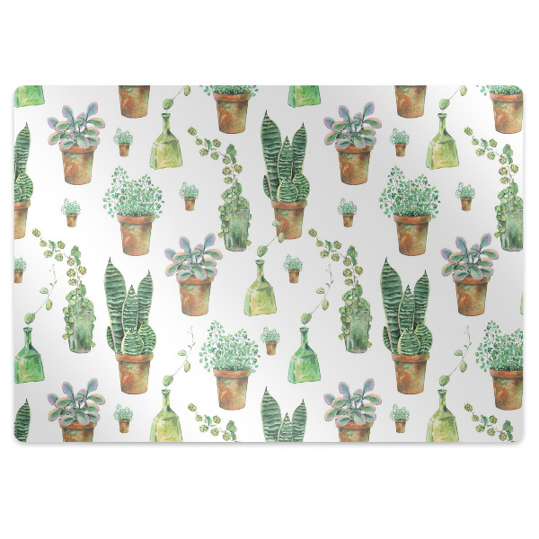 Chair mat floor panels protector painted cacti