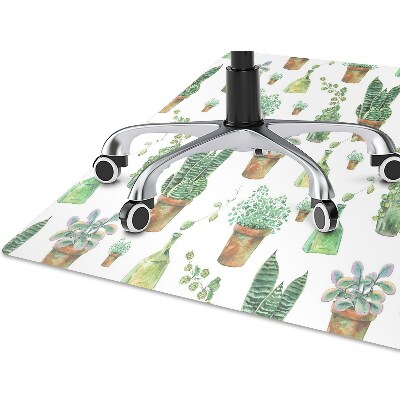 Chair mat floor panels protector painted cacti