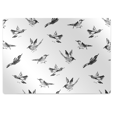 Office chair mat painted sparrows