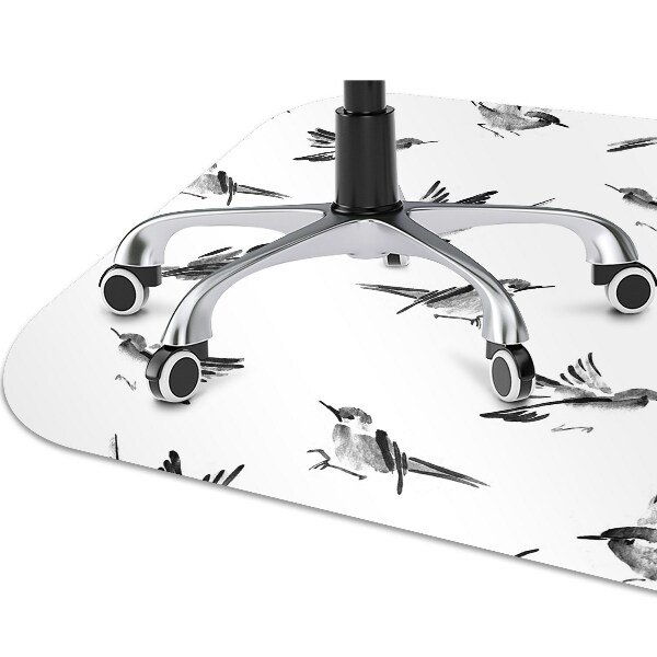 Office chair mat painted sparrows