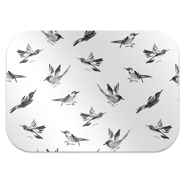 Office chair mat painted sparrows