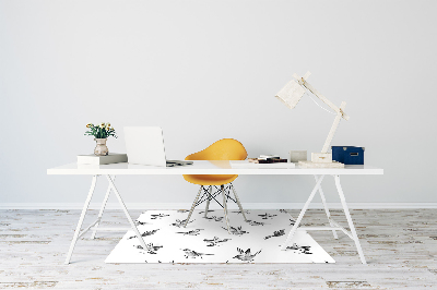 Office chair mat painted sparrows