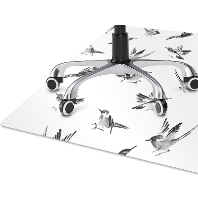 Office chair mat painted sparrows