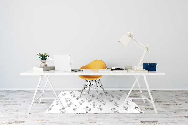 Computer chair mat Cacti black and white