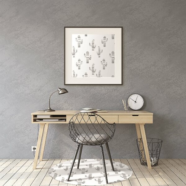 Computer chair mat Cacti black and white