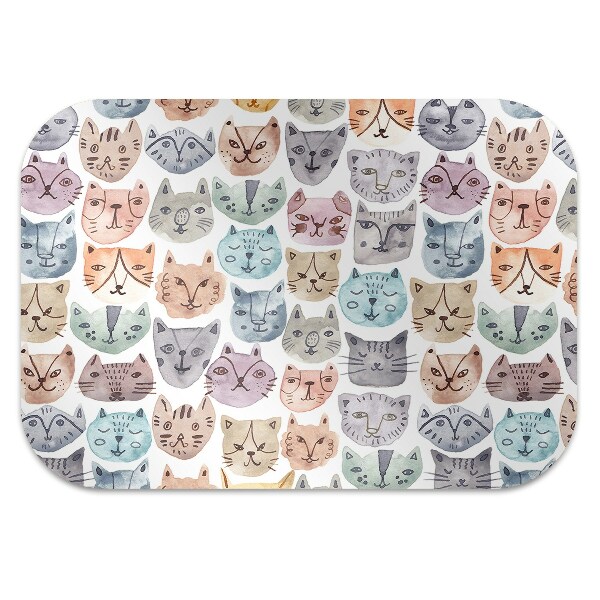 Desk chair mat cats watercolor