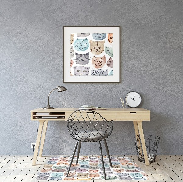 Desk chair mat cats watercolor