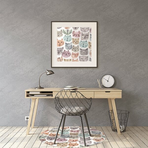 Desk chair mat cats watercolor