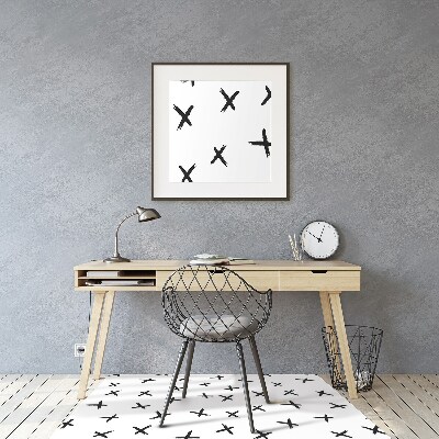 Office chair mat drawn crosses