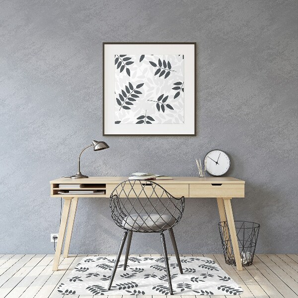 Chair mat Black and gray leaves