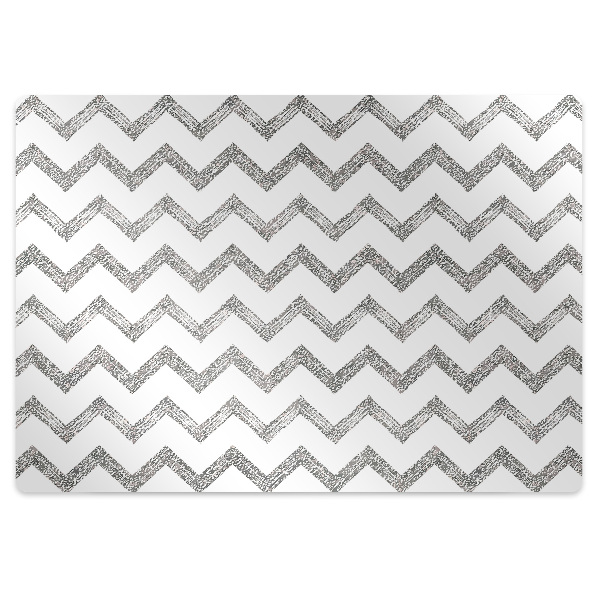 Office chair mat silver zigzags