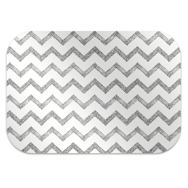 Office chair mat silver zigzags