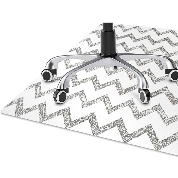 Office chair mat silver zigzags