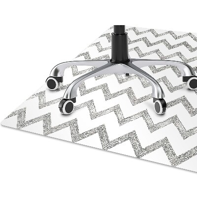 Office chair mat silver zigzags