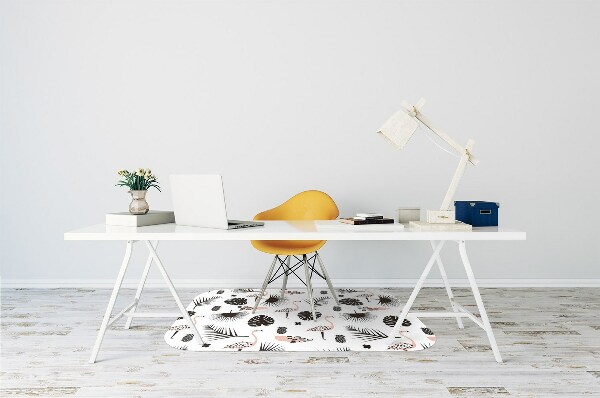 Office chair mat Leaves and flamingos