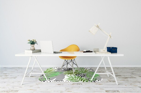 Office chair mat tropical leaves