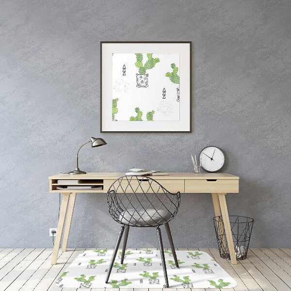 Office chair mat green cacti