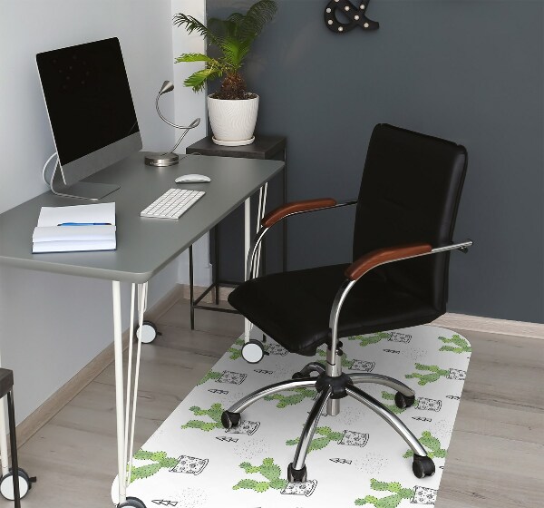Office chair mat green cacti