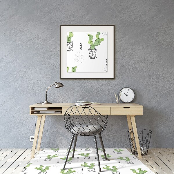 Office chair mat green cacti