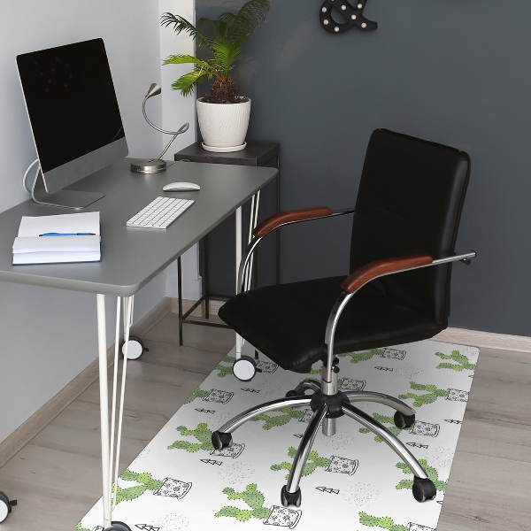 Office chair mat green cacti