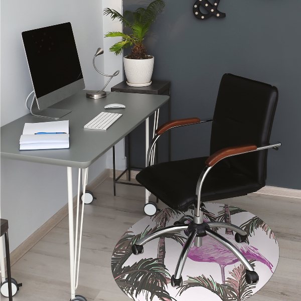 Office chair floor protector Flamingos in the palms