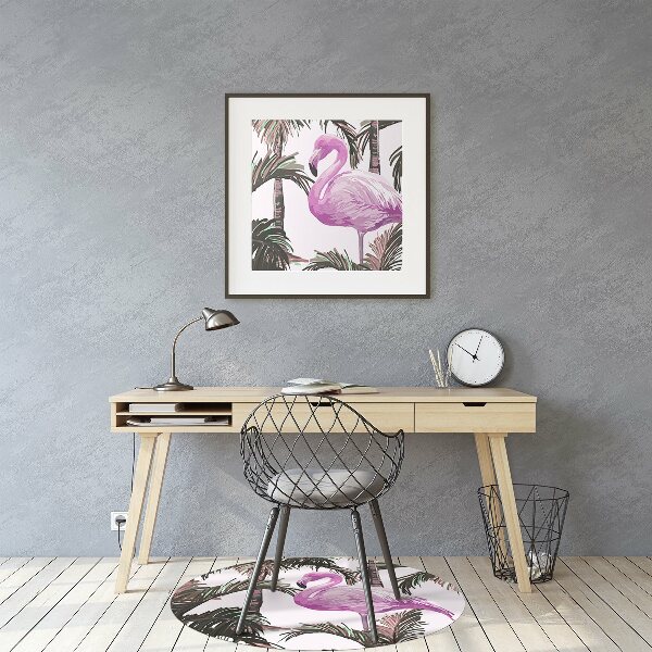 Office chair floor protector Flamingos in the palms
