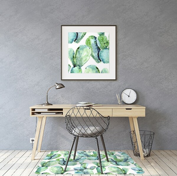 Office chair mat watercolor cactus