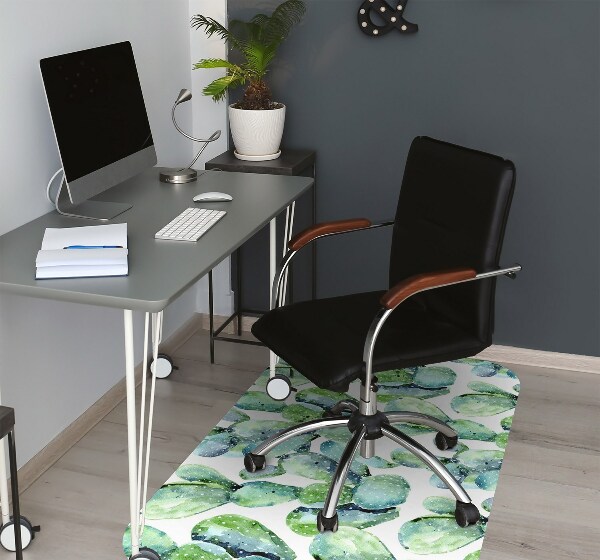 Office chair mat watercolor cactus