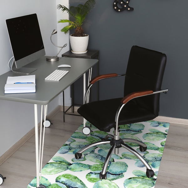 Office chair mat watercolor cactus