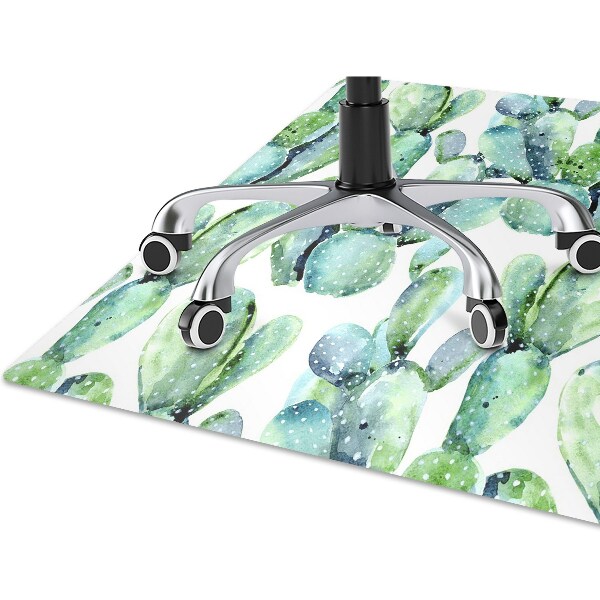 Office chair mat watercolor cactus