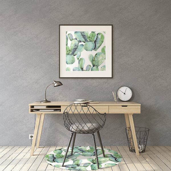 Office chair mat watercolor cactus