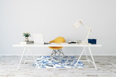 Office chair mat blue flowers