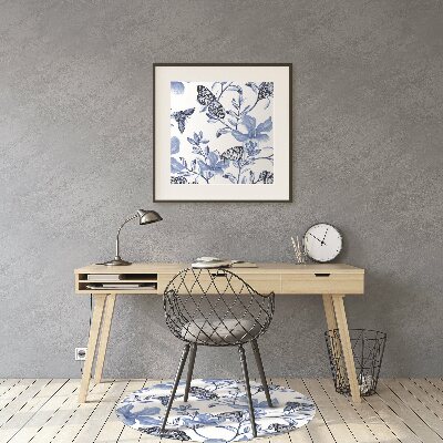 Office chair mat blue flowers