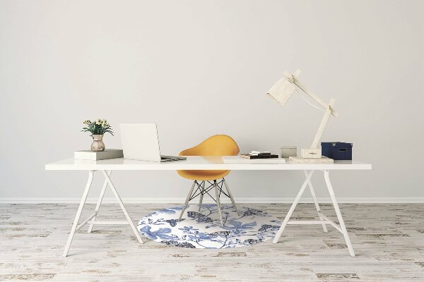 Office chair mat blue flowers