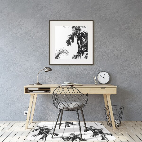 Office chair floor protector Black and white palm