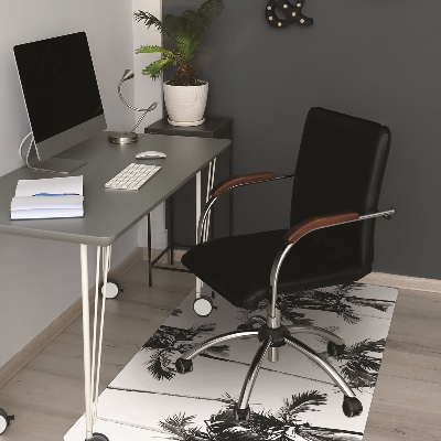 Office chair floor protector Black and white palm