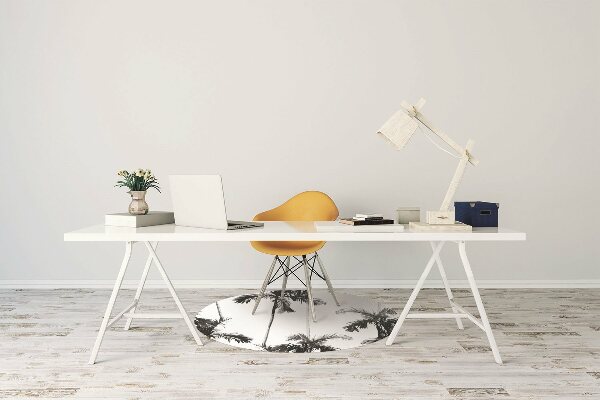 Office chair floor protector Black and white palm