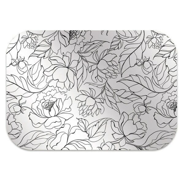 Office chair floor protector peony flowers