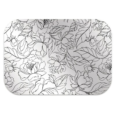 Office chair floor protector peony flowers