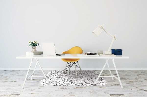 Office chair floor protector peony flowers