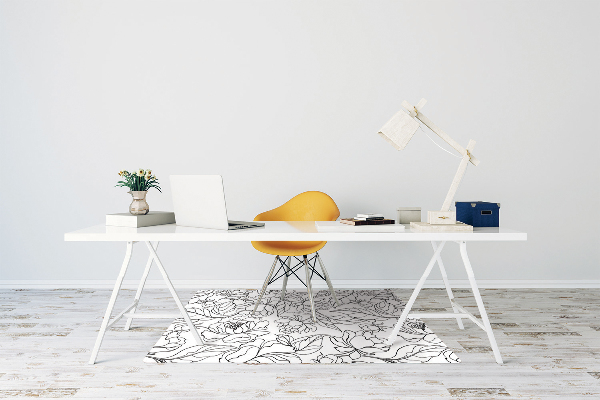 Office chair floor protector peony flowers
