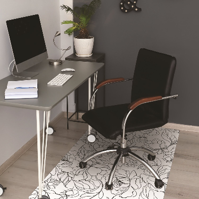 Office chair floor protector peony flowers