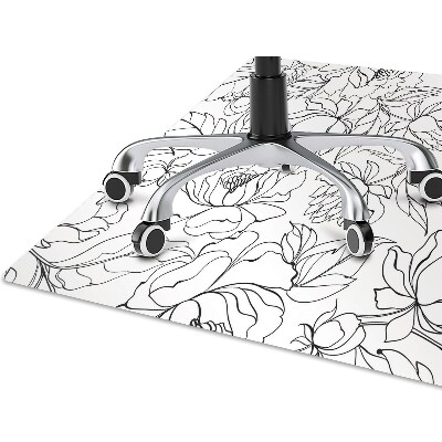 Office chair floor protector peony flowers