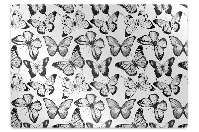 Office chair floor protector Black and white butterfly