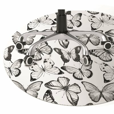 Office chair floor protector Black and white butterfly