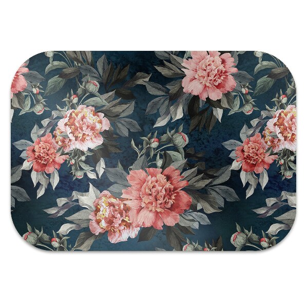 Chair mat floor panels protector red peonies
